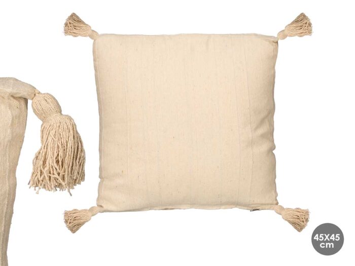 Cojin relieve rayas beige 45x45cm