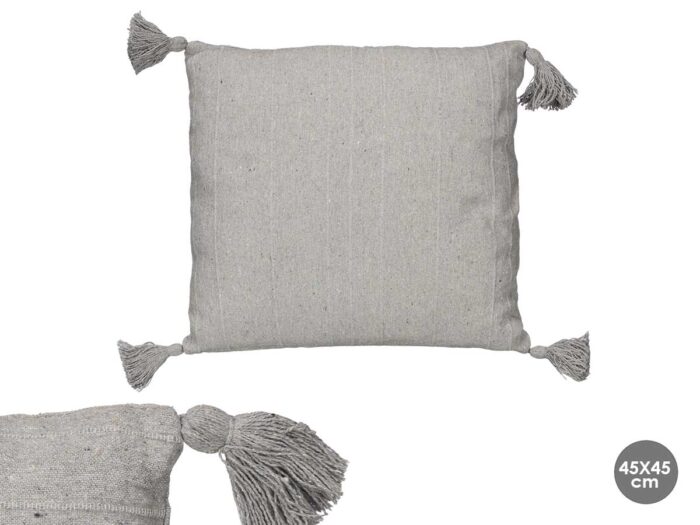 Cojin rayas relieve gris 45x45cm
