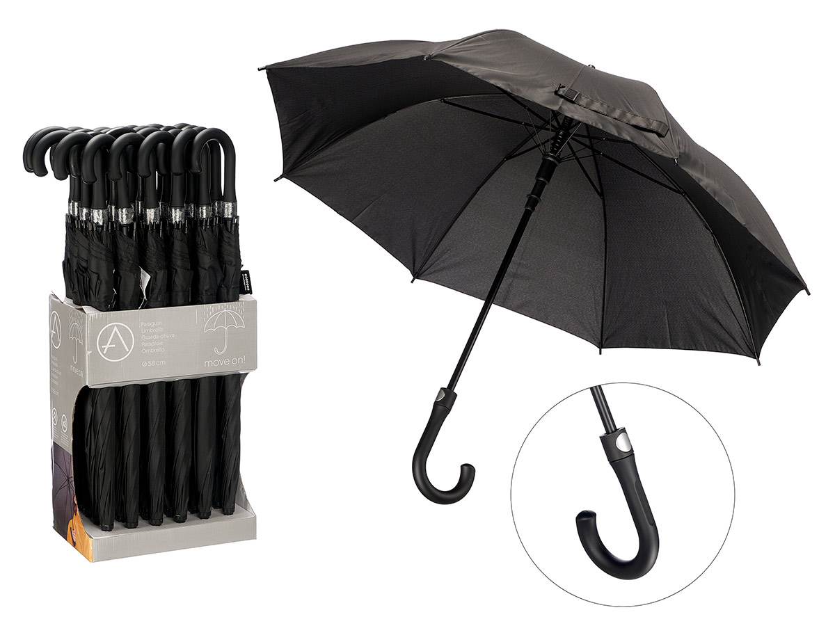 Paraguas largo automatico negro