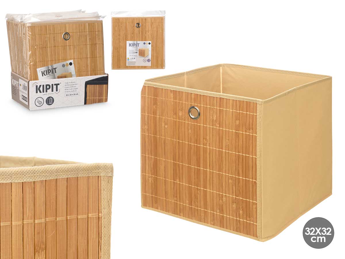 Caja plegable organizadora bambu beige