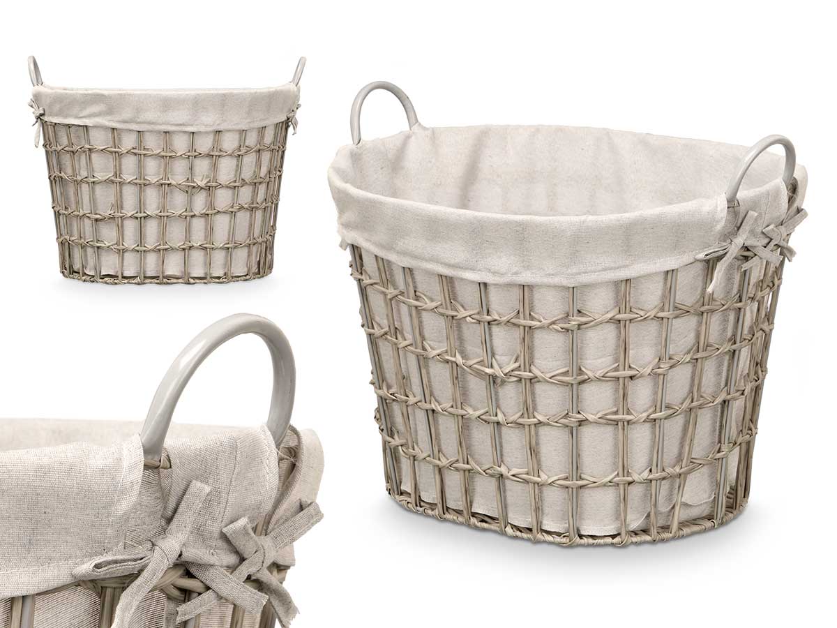 Cesto ovalado asas bajo gris