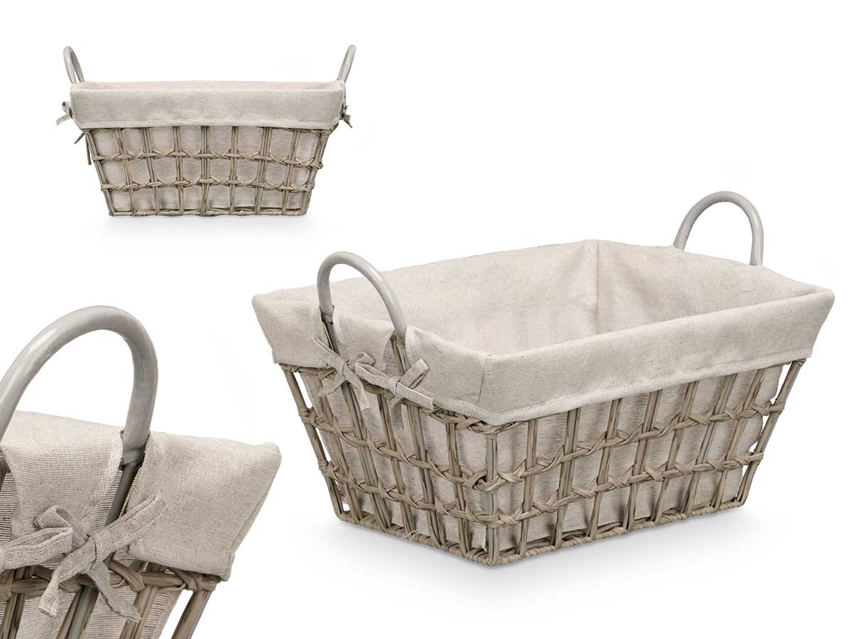 Cesto rectangular asas gris