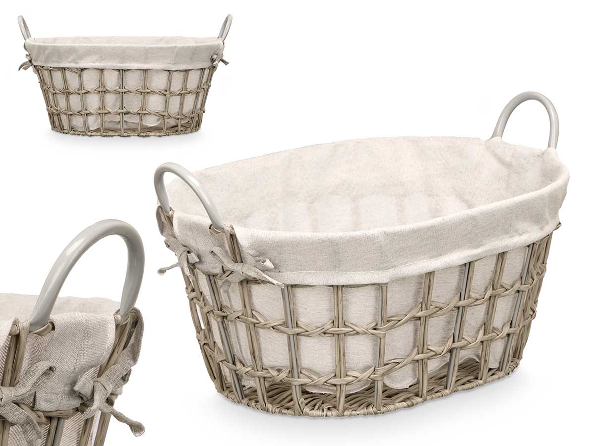 Cesto ovalado asas gris peq