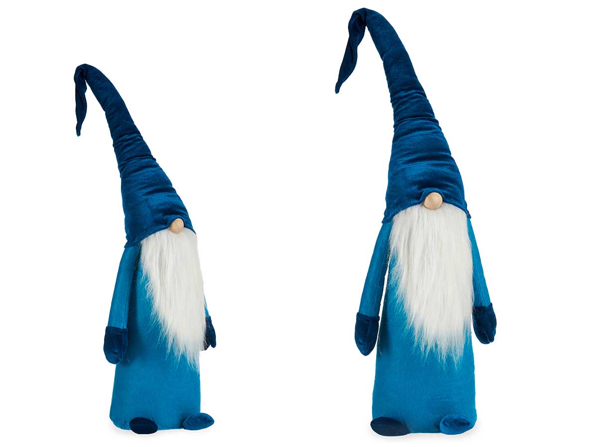 Gnomo terciopelo azul claro 100cm con gorro