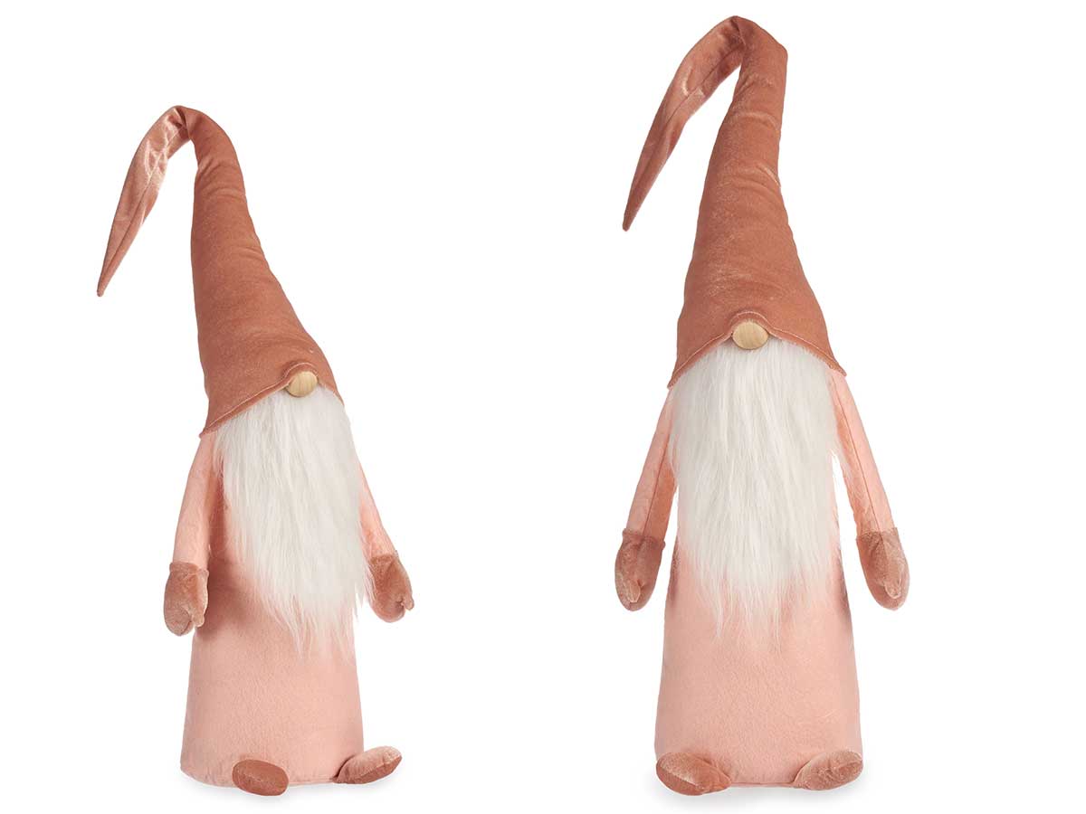 Gnomo terciopelo rosa claro 100cm con gorro