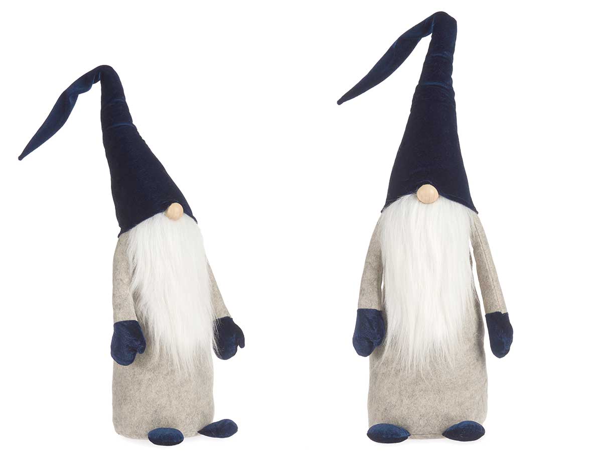 Gnomo terciopelo azul oscuro 100cm con gorro