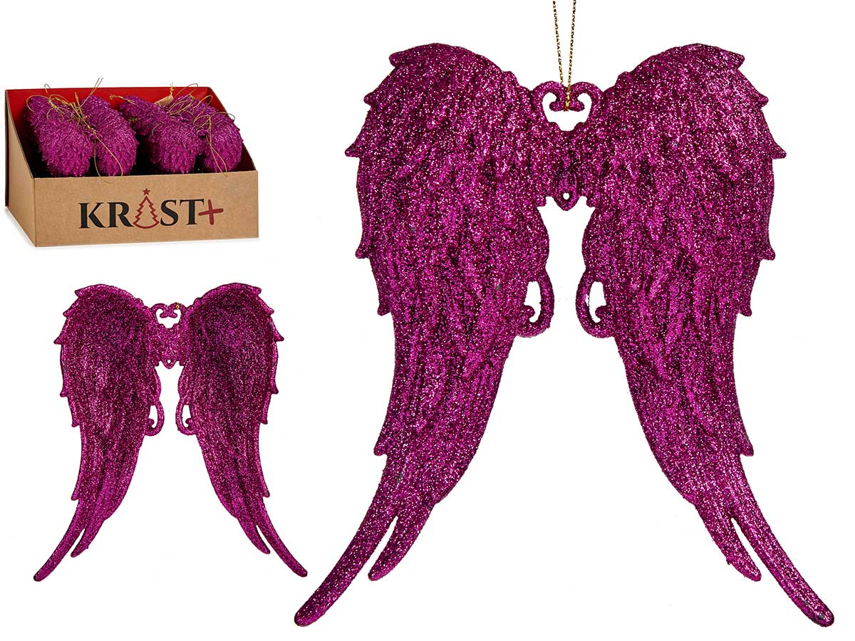 Adorno arbol navidad alas fucsia