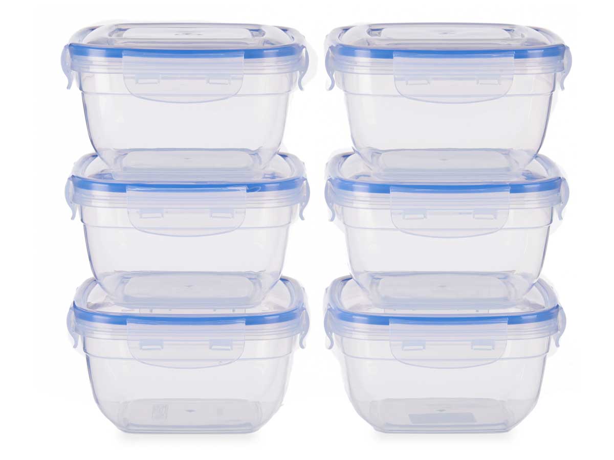 Set 6 fiambreras plastico cuadradas 900ml - Imagen 2