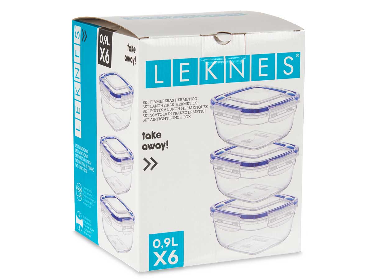 Set 6 fiambreras plastico cuadradas 900ml - Imagen 3