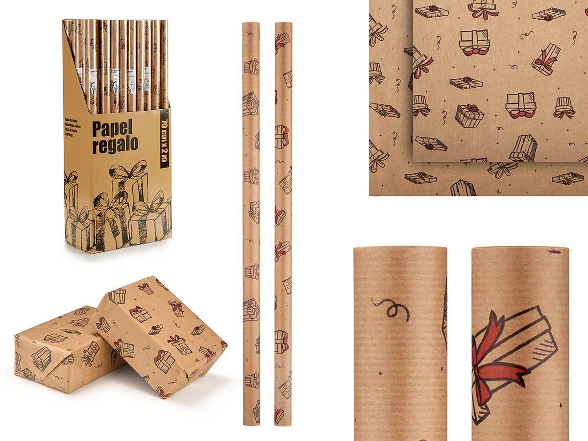 Rollo papel regalo 70x200 kraft regalos