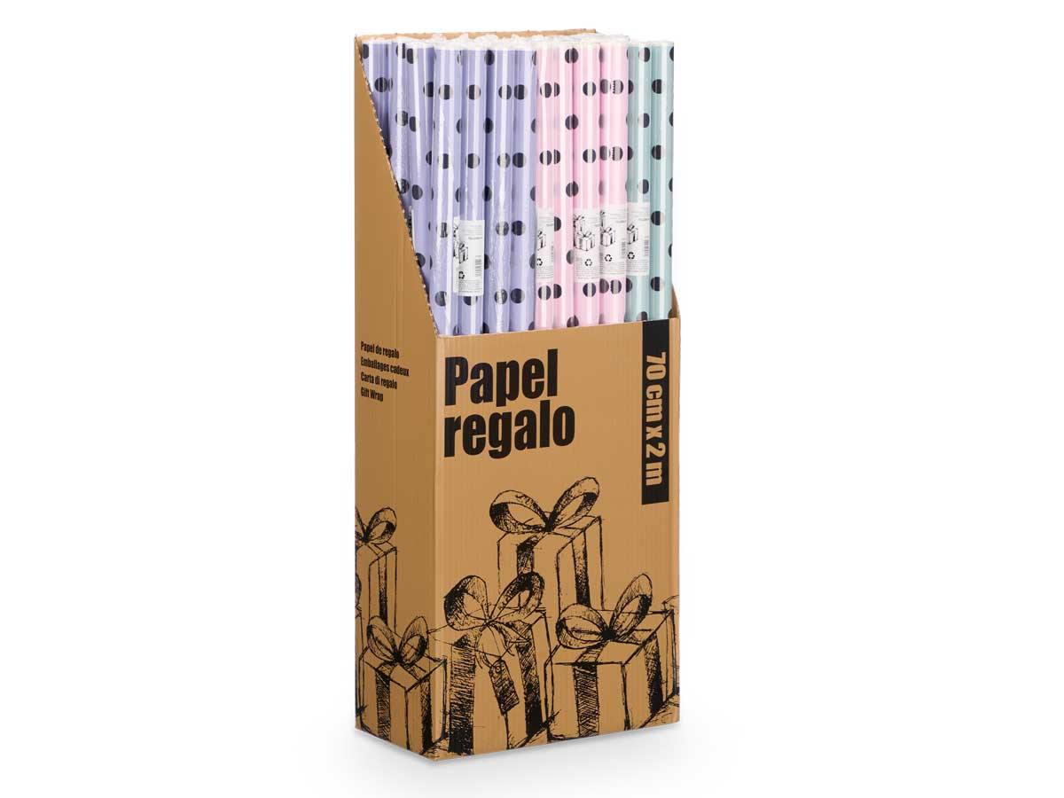 Rollo papel regalo 70x200 lunares surt 3 colores - Imagen 2