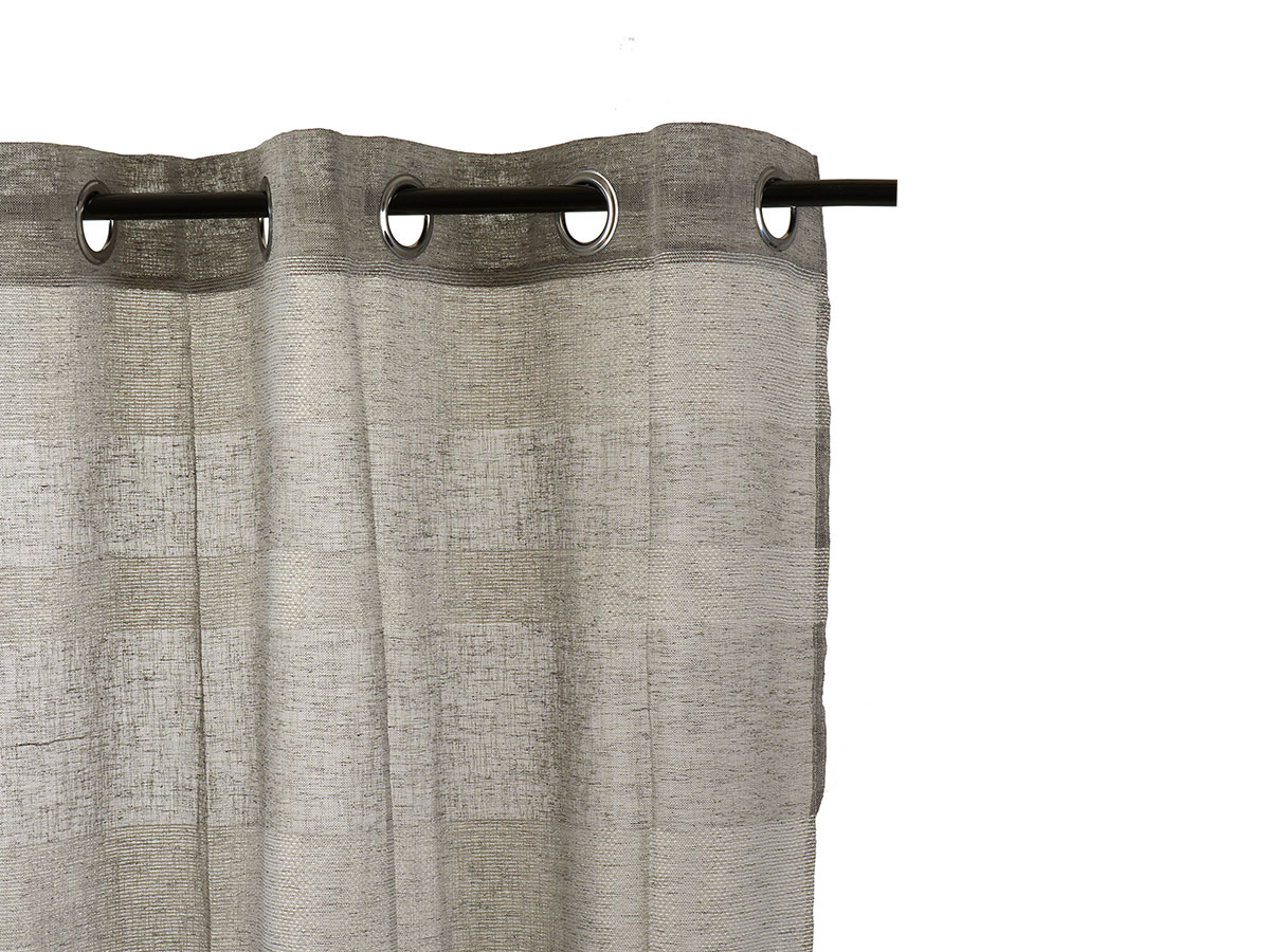 Cortina 140x260cm 8 anillas gris blanco - Imagen 2
