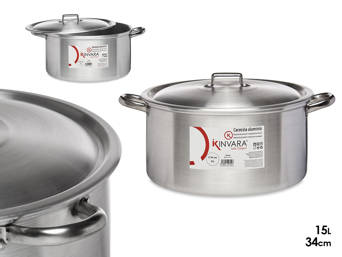 Cacerola aluminio 34 cm 15 l