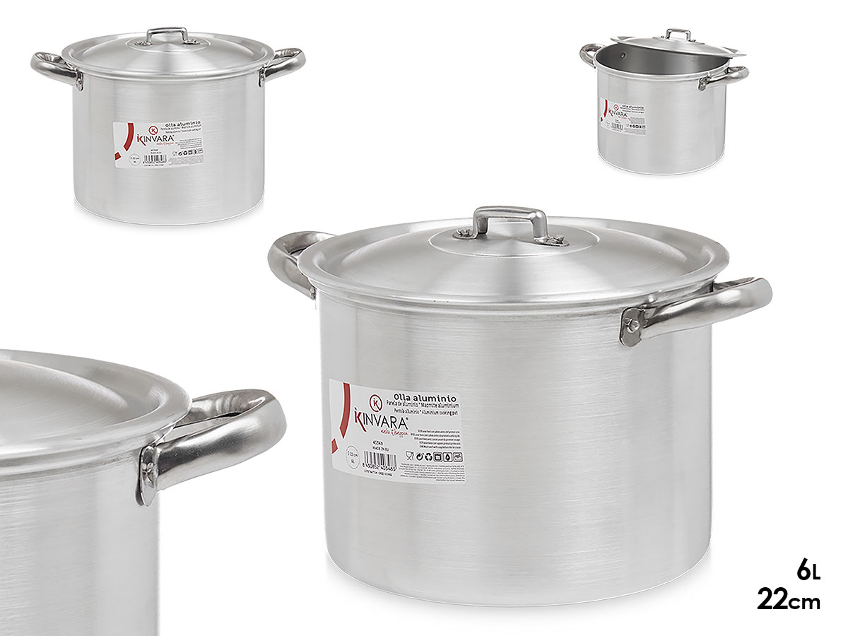 Olla aluminio 22 cm 6 l