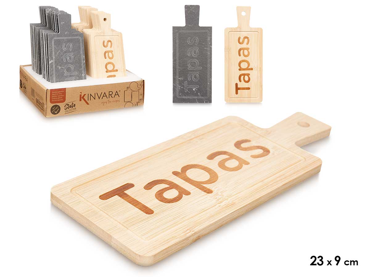 Tabla rectang bambu y pizarra dec tapas