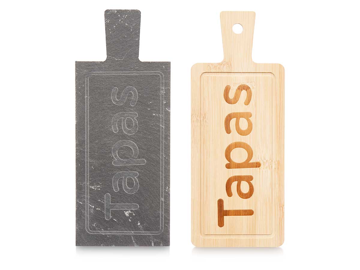 Tabla rectang bambu y pizarra dec tapas - Imagen 2