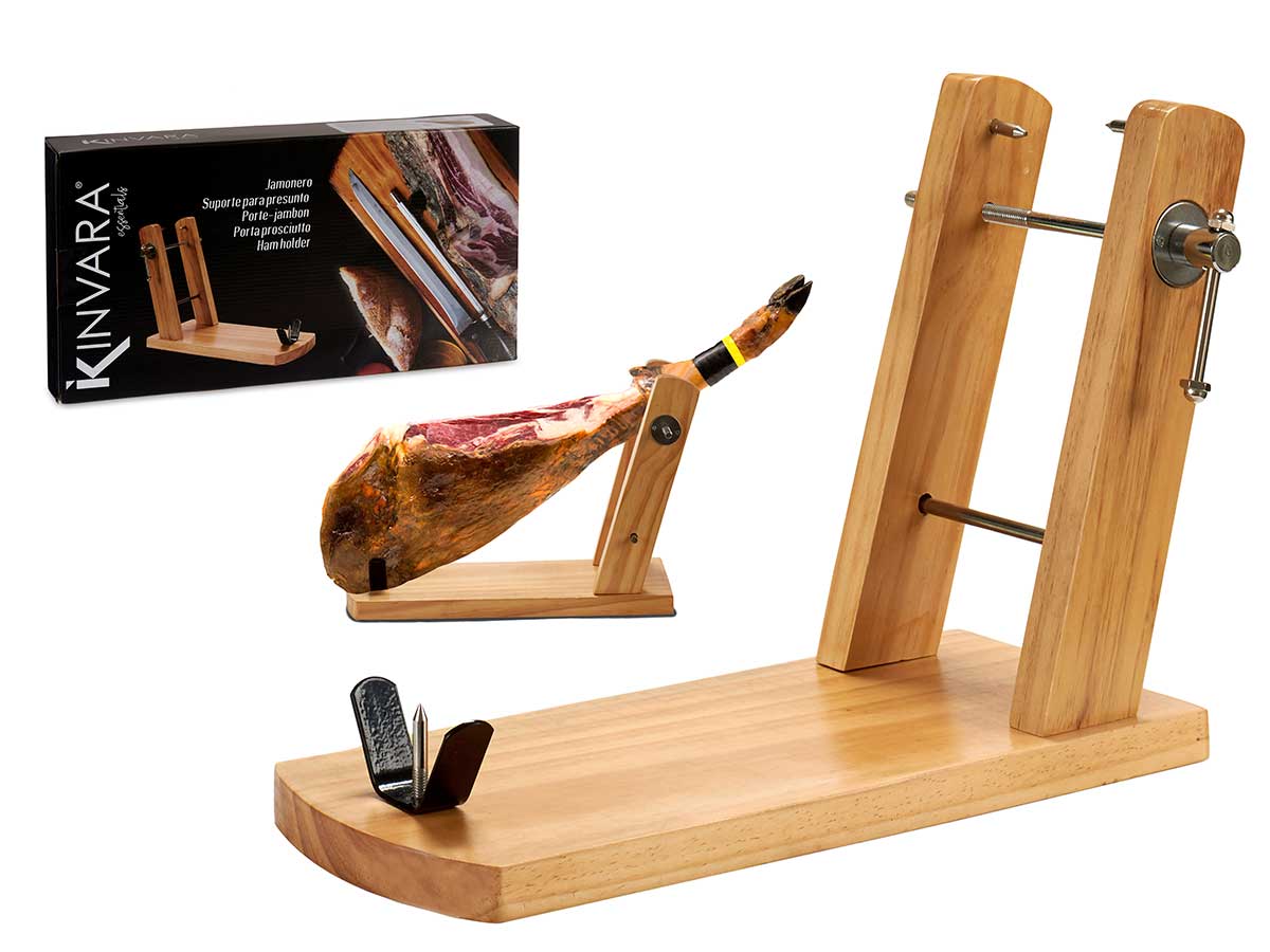 Jamonero doble brazo natural madera pino