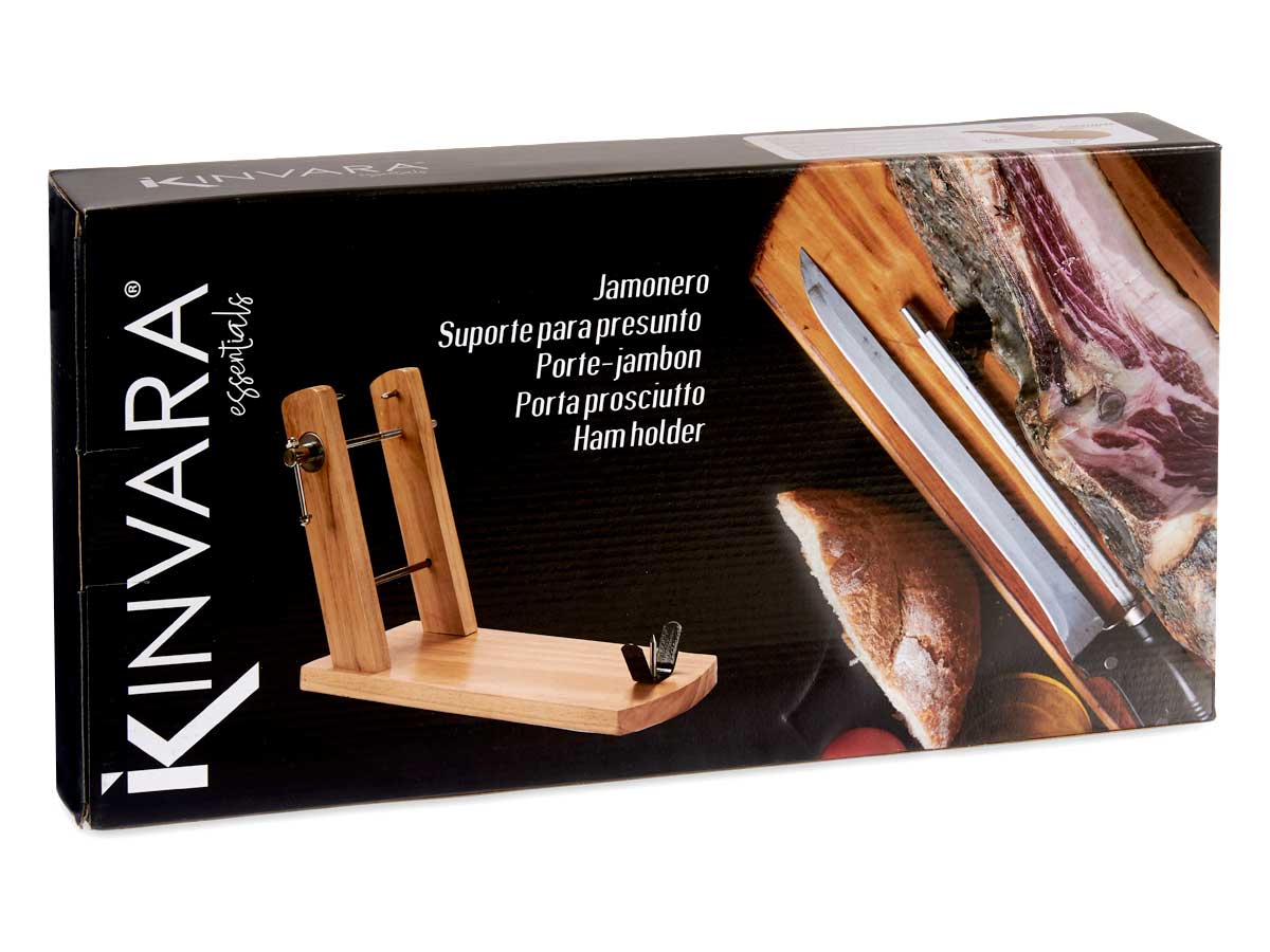 Jamonero doble brazo natural madera pino - Imagen 3
