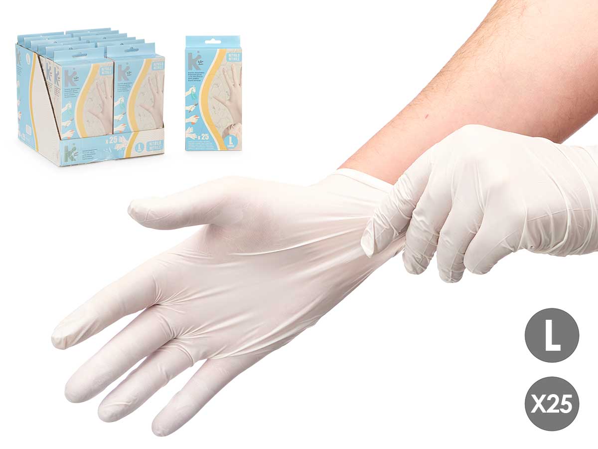 Set 25 guantes nitrilo talla l