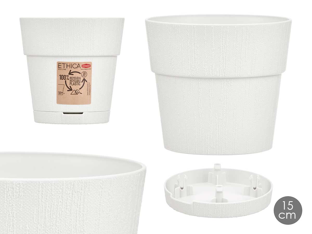 Maceta plastico 15 cm ethica blanca