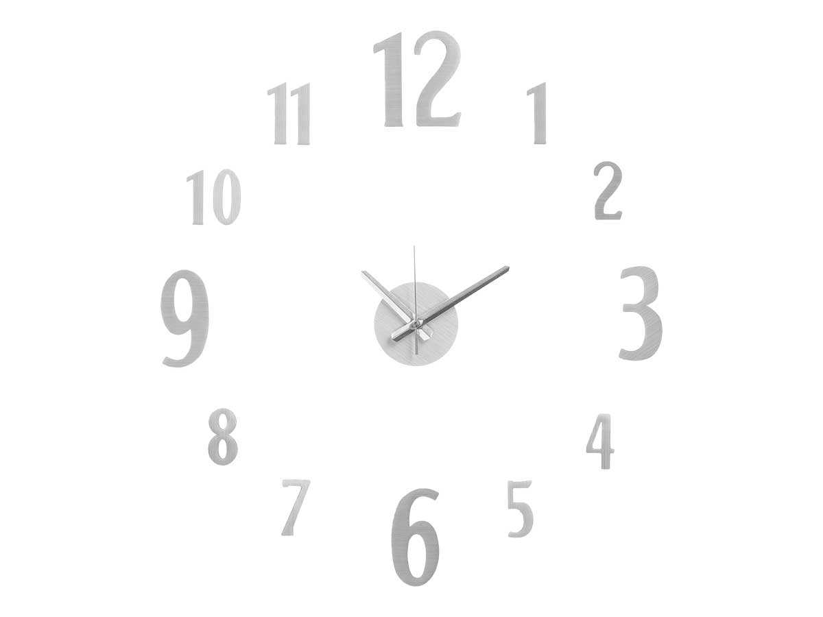Reloj pegatina 60 cm numeros satinado plata - Imagen 2