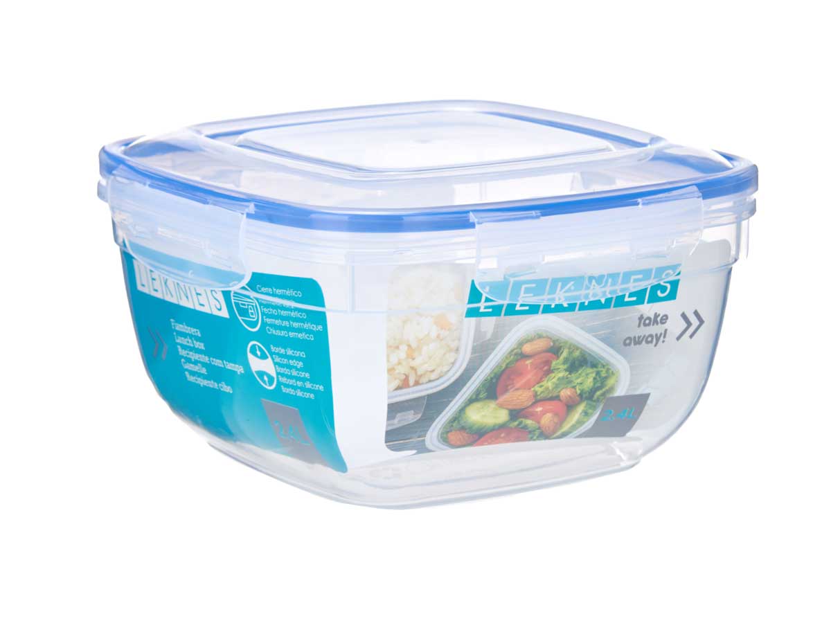 Fiambrera cuadrada tapa azul 2400ml - Imagen 2