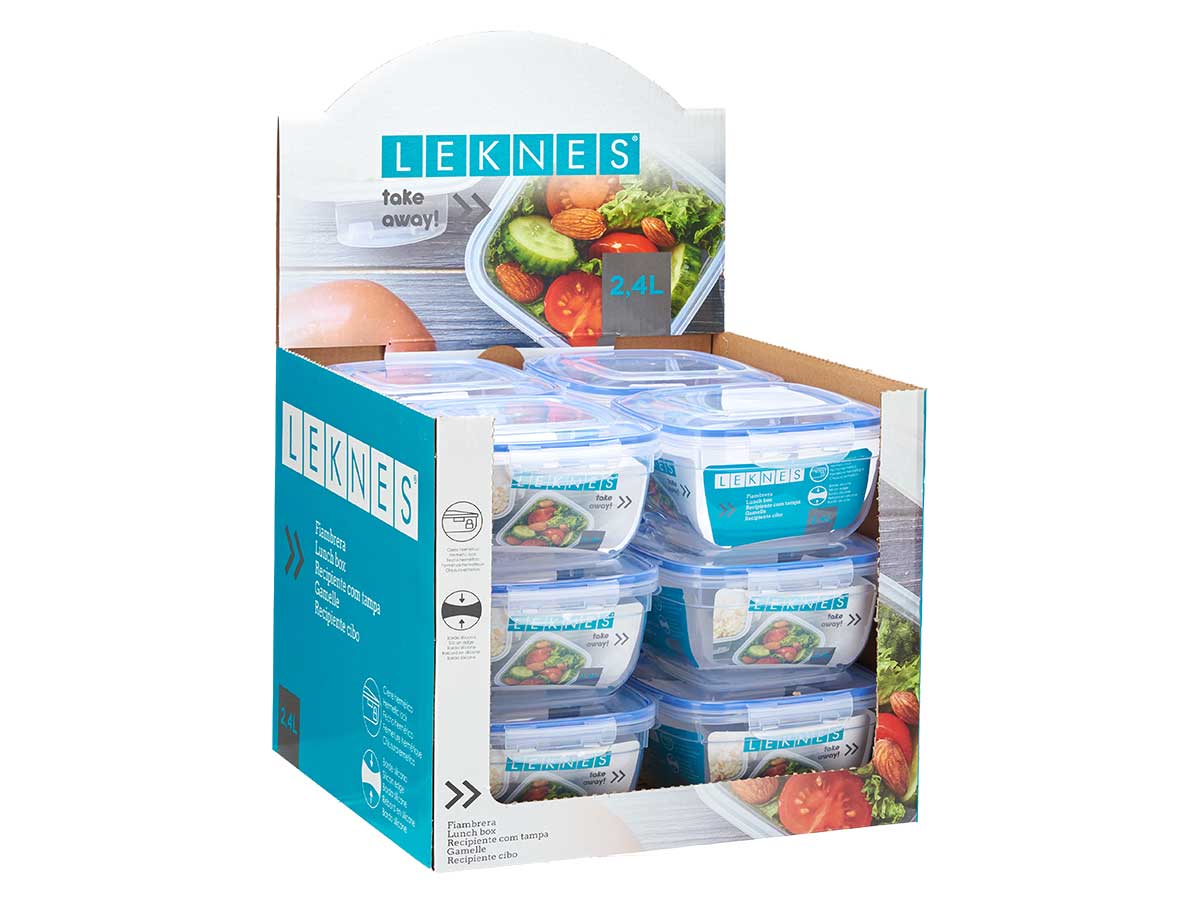 Fiambrera cuadrada tapa azul 2400ml - Imagen 3