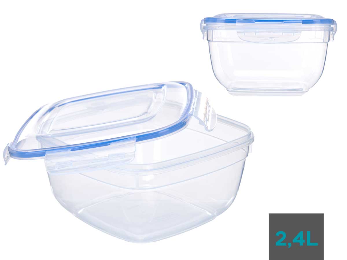 Fiambrera cuadrada tapa azul 2400ml - Imagen 4