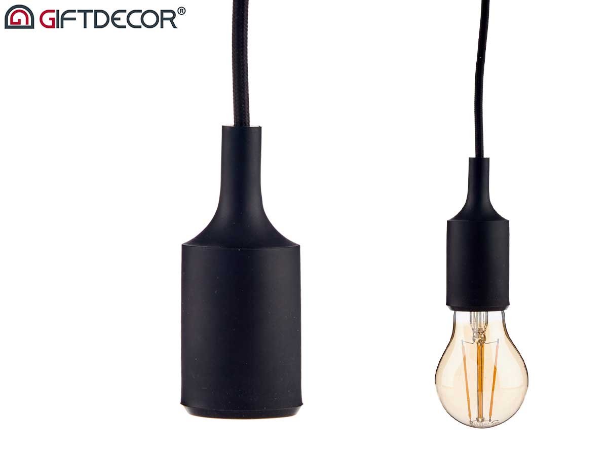 Lampara colgante plastico negro - Imagen 2