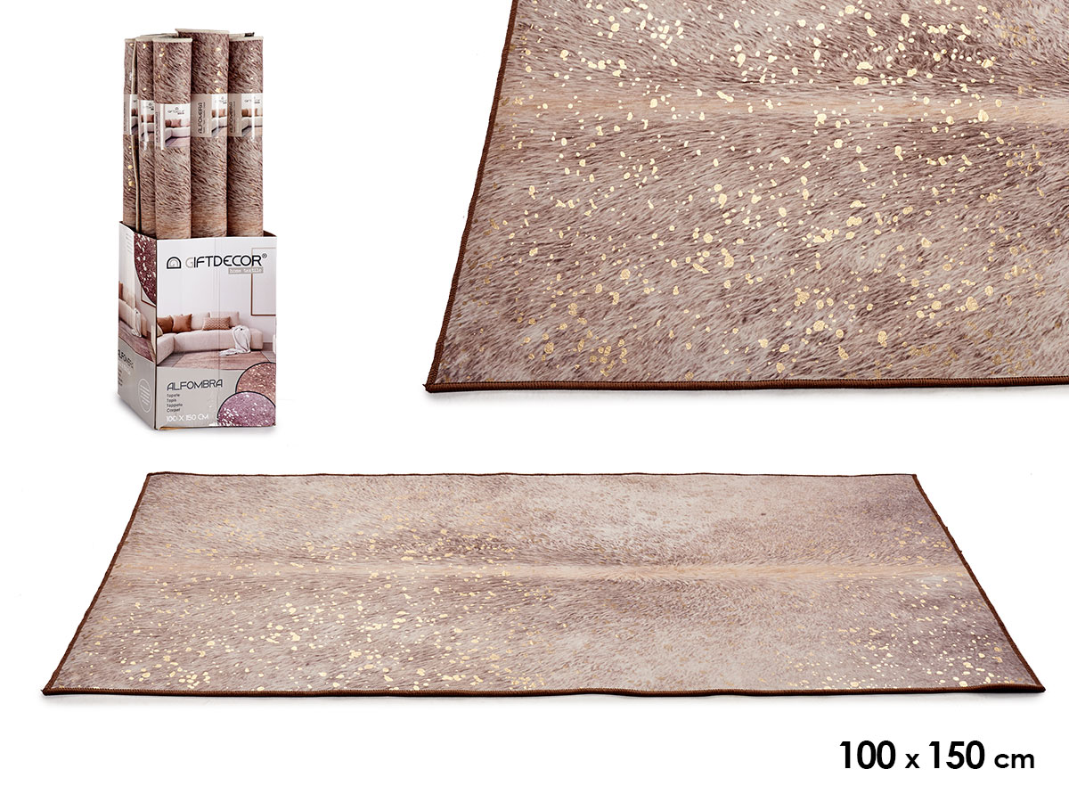 Alfombra marron 100x150cm con manchas doradas