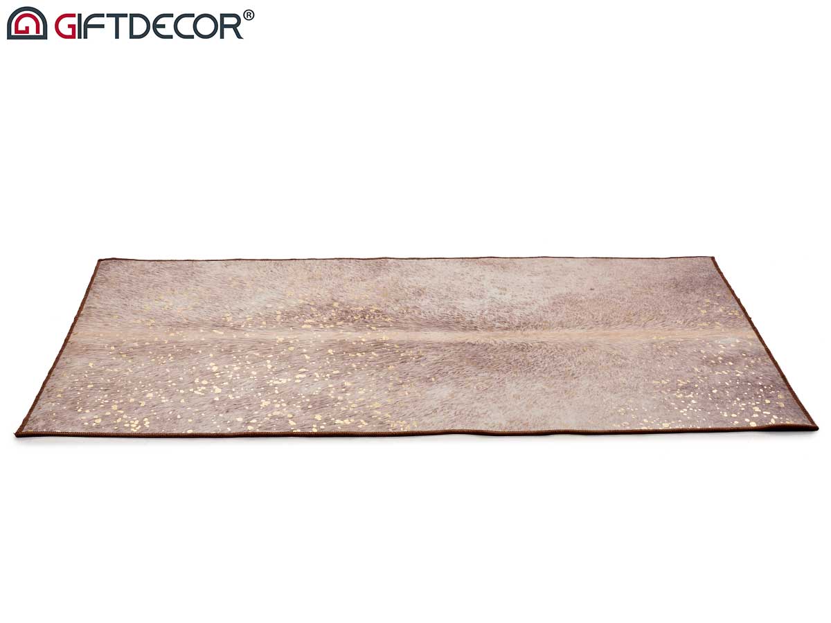 Alfombra marron 100x150cm con manchas doradas - Imagen 4