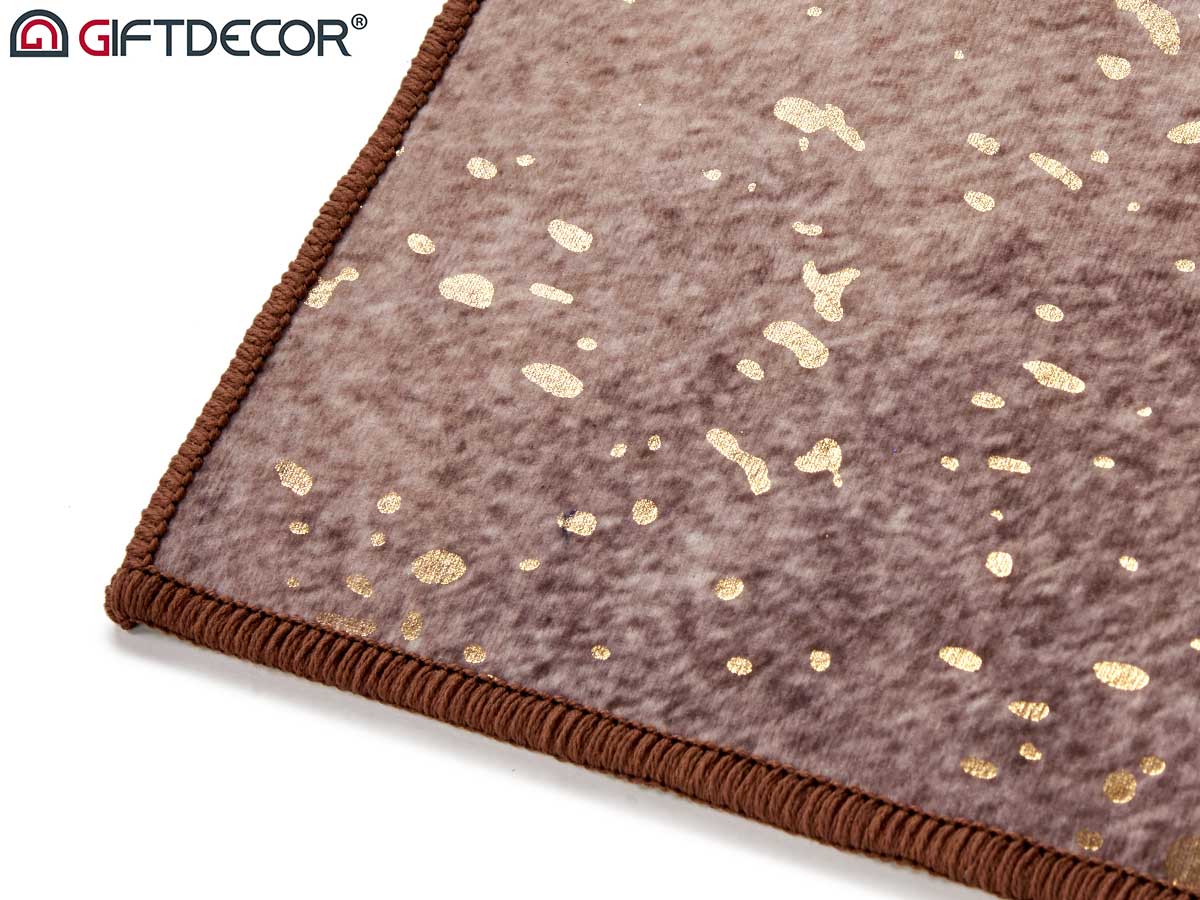 Alfombra marron 100x150cm con manchas doradas - Imagen 5