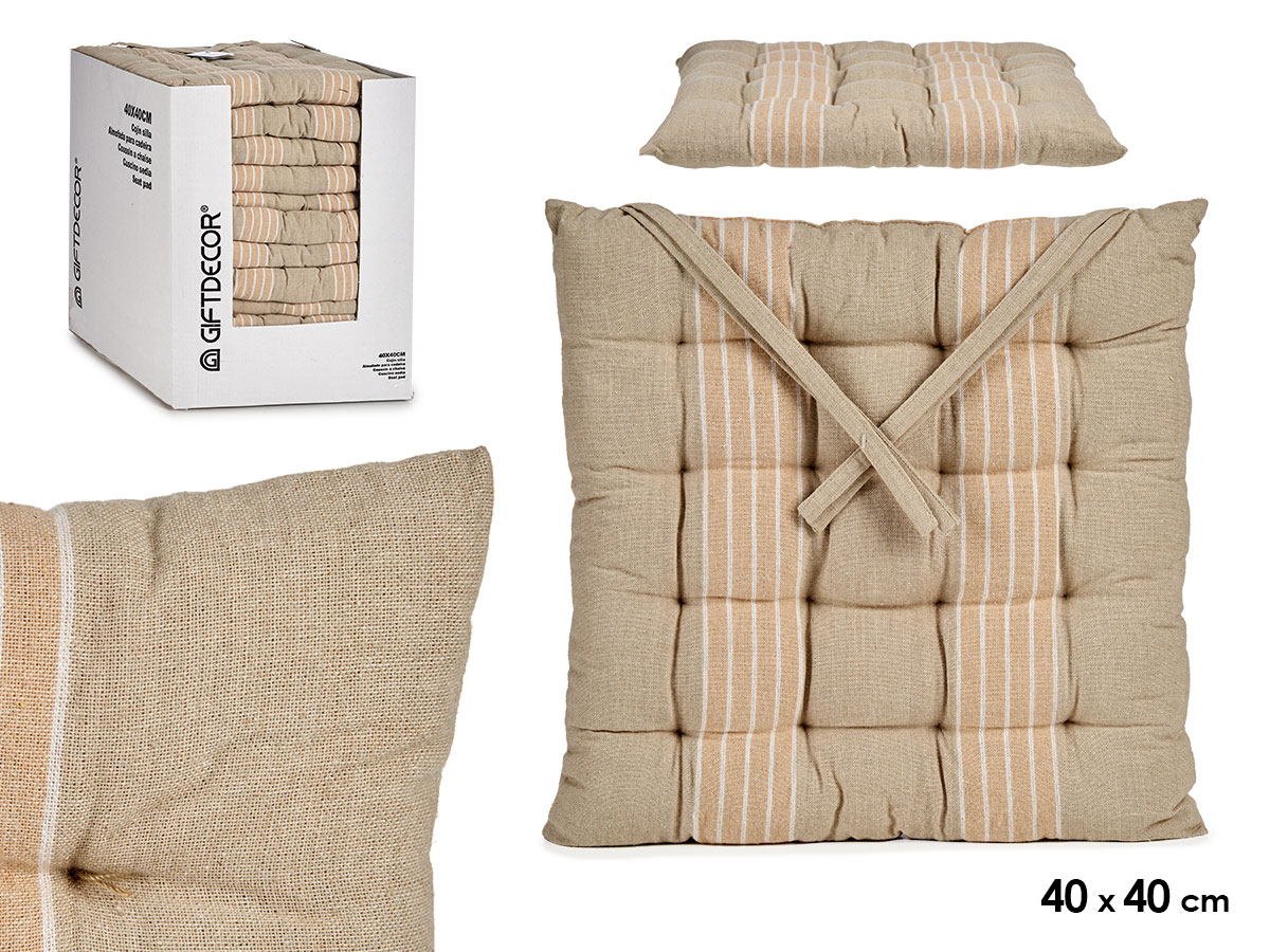 Cojin silla rayas crema