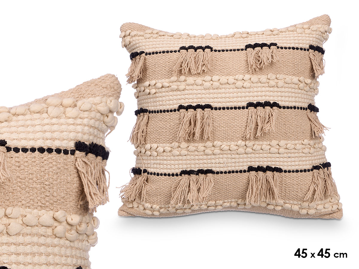 Cojin lentejuelas beige 45x45 cm
