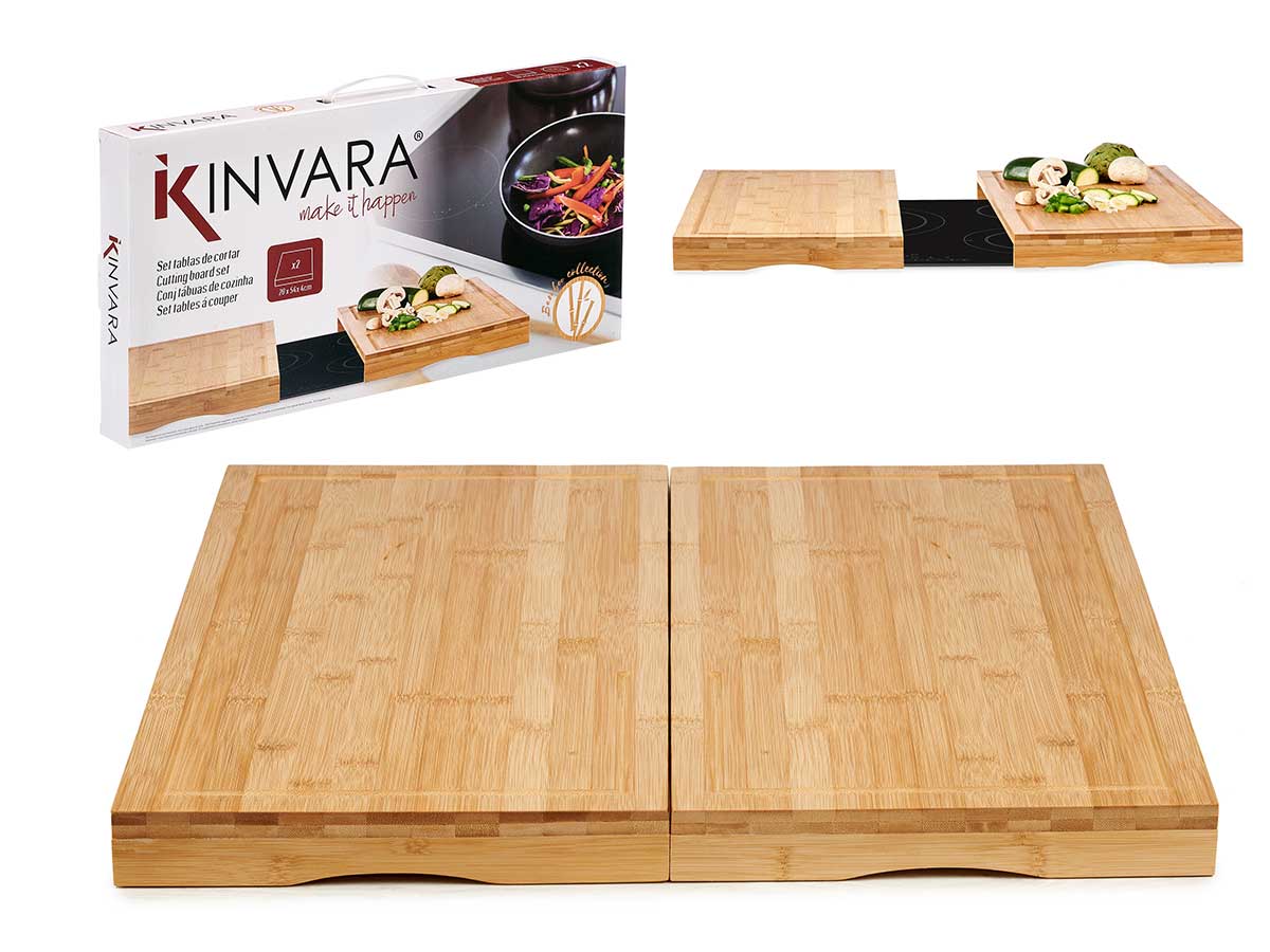 Set 2 tablas bambu vitro cocina 28cm