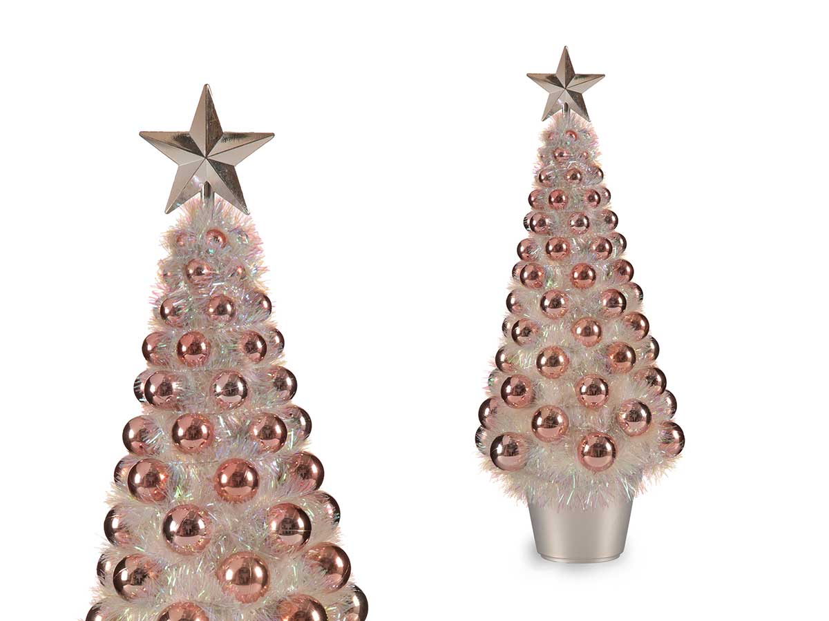Arbol navidad iridiscente bolas grande rosa