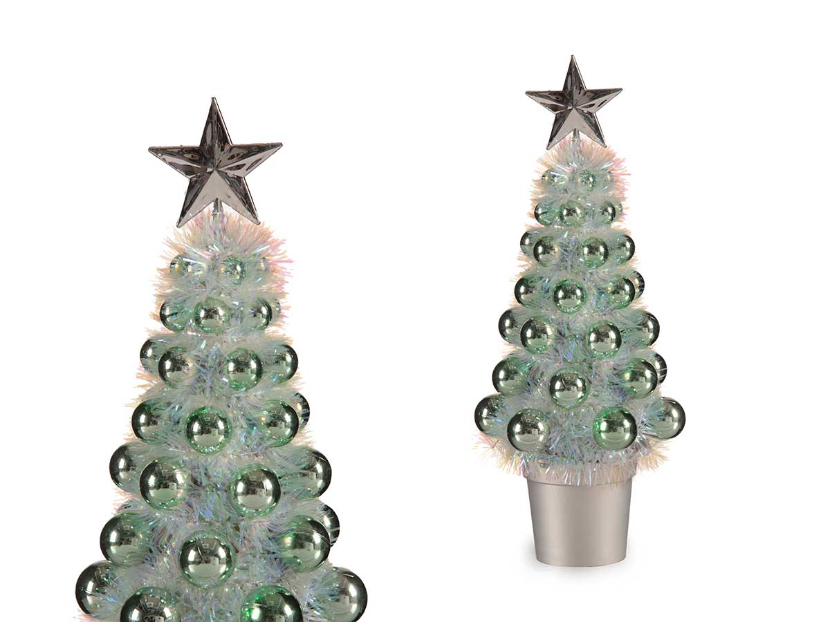 Arbol navidad iridiscente bolas pequeño menta