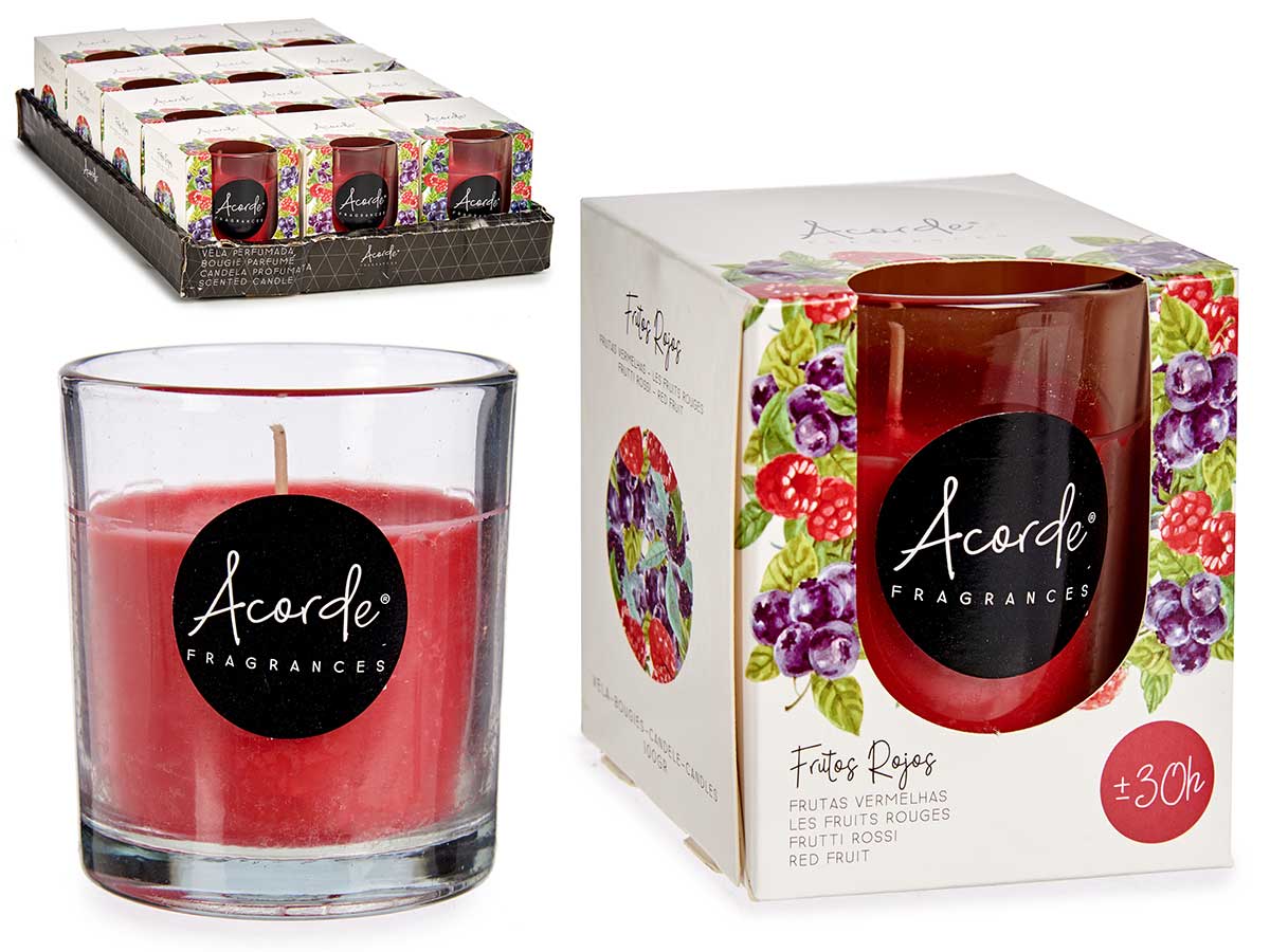 Vela vaso 30 horas frutos rojos