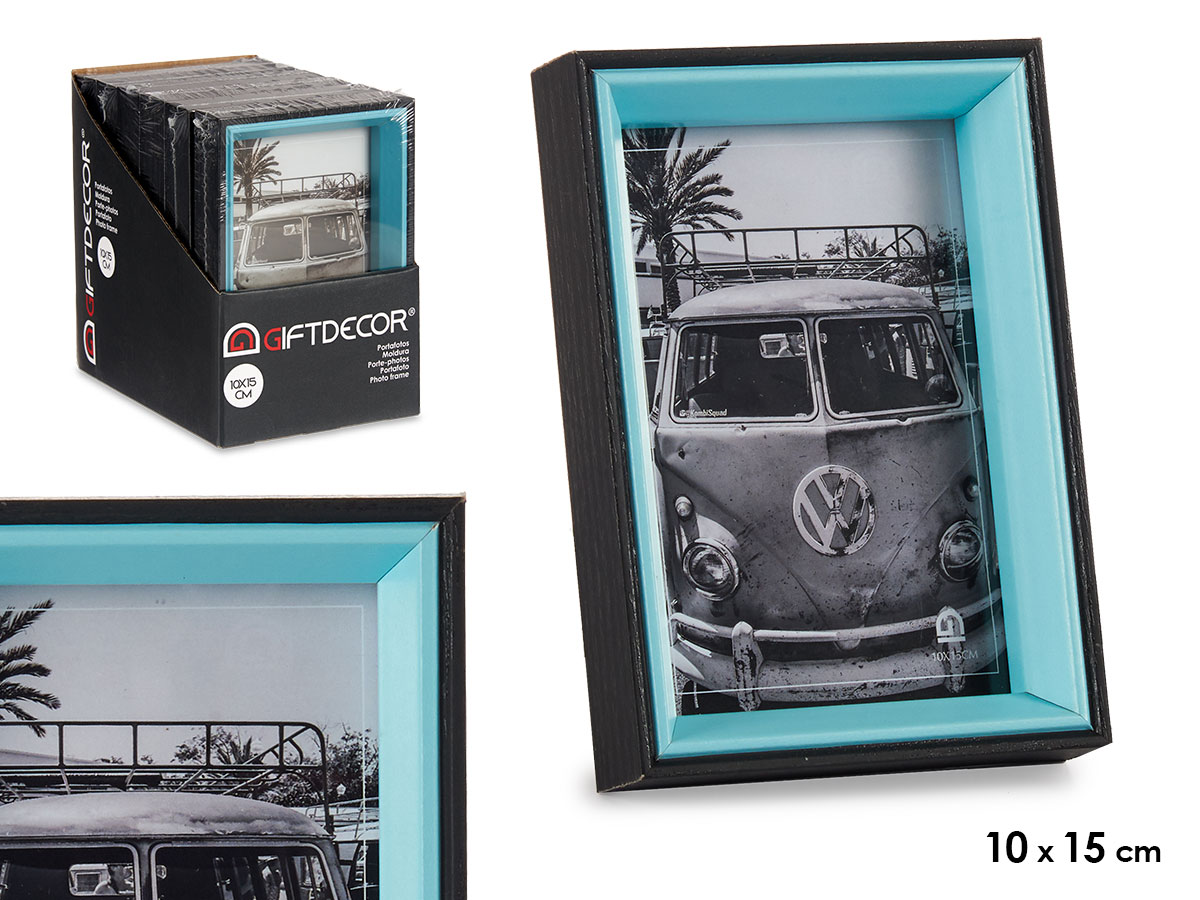 Portafotos madera 10x15 negro y azul