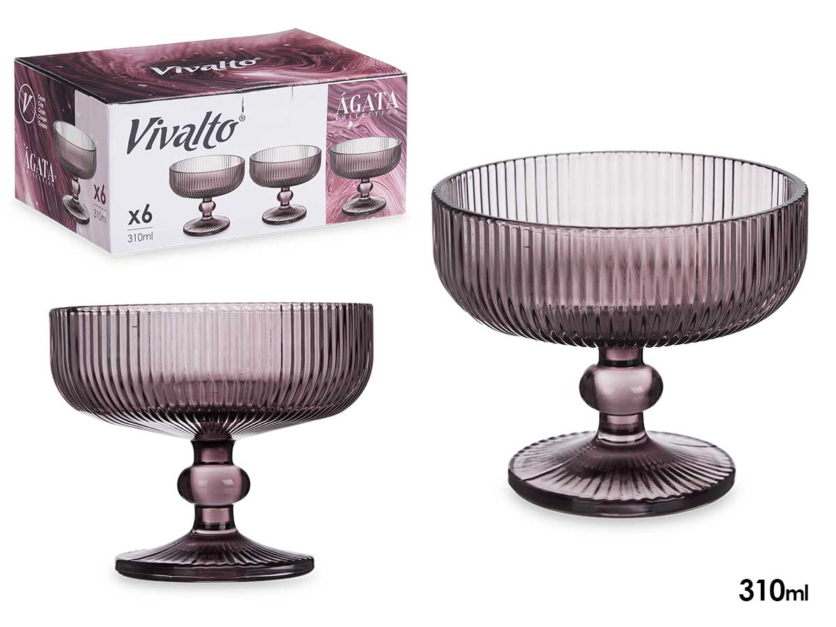 Copa helado rosa rayas 310ml