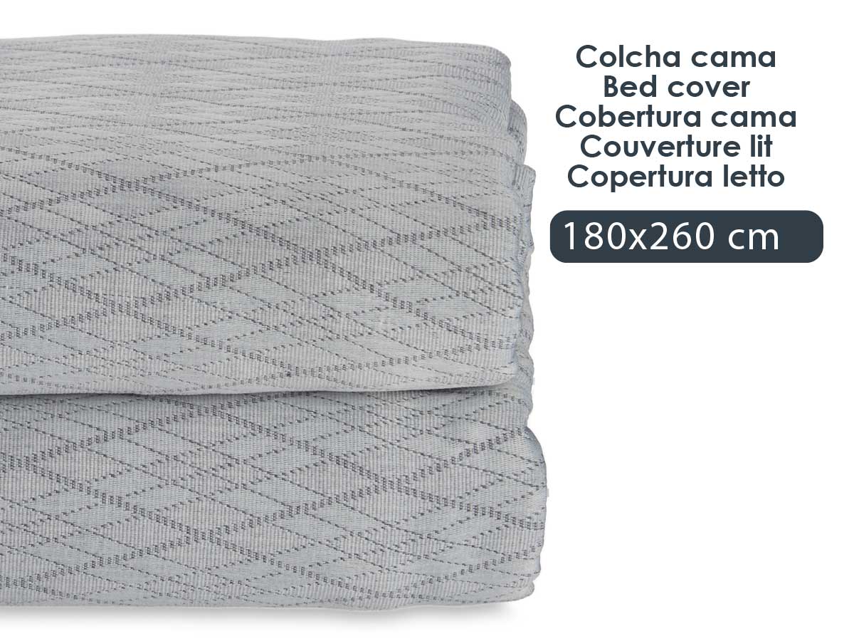 Colcha cama rombos gris 180x260cm - Imagen 4