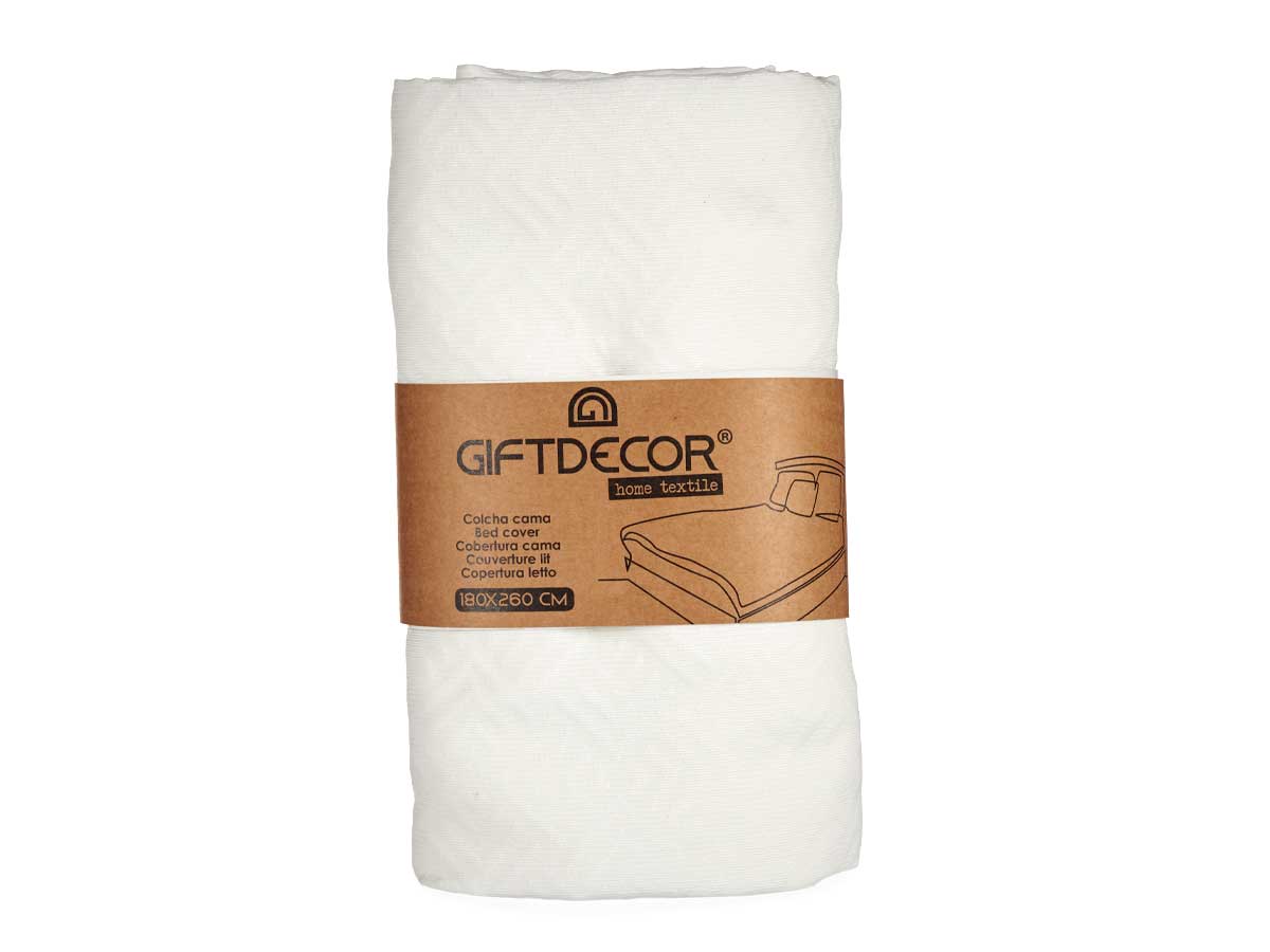 Colcha cama geometrico blanco 180x260cm - Imagen 3