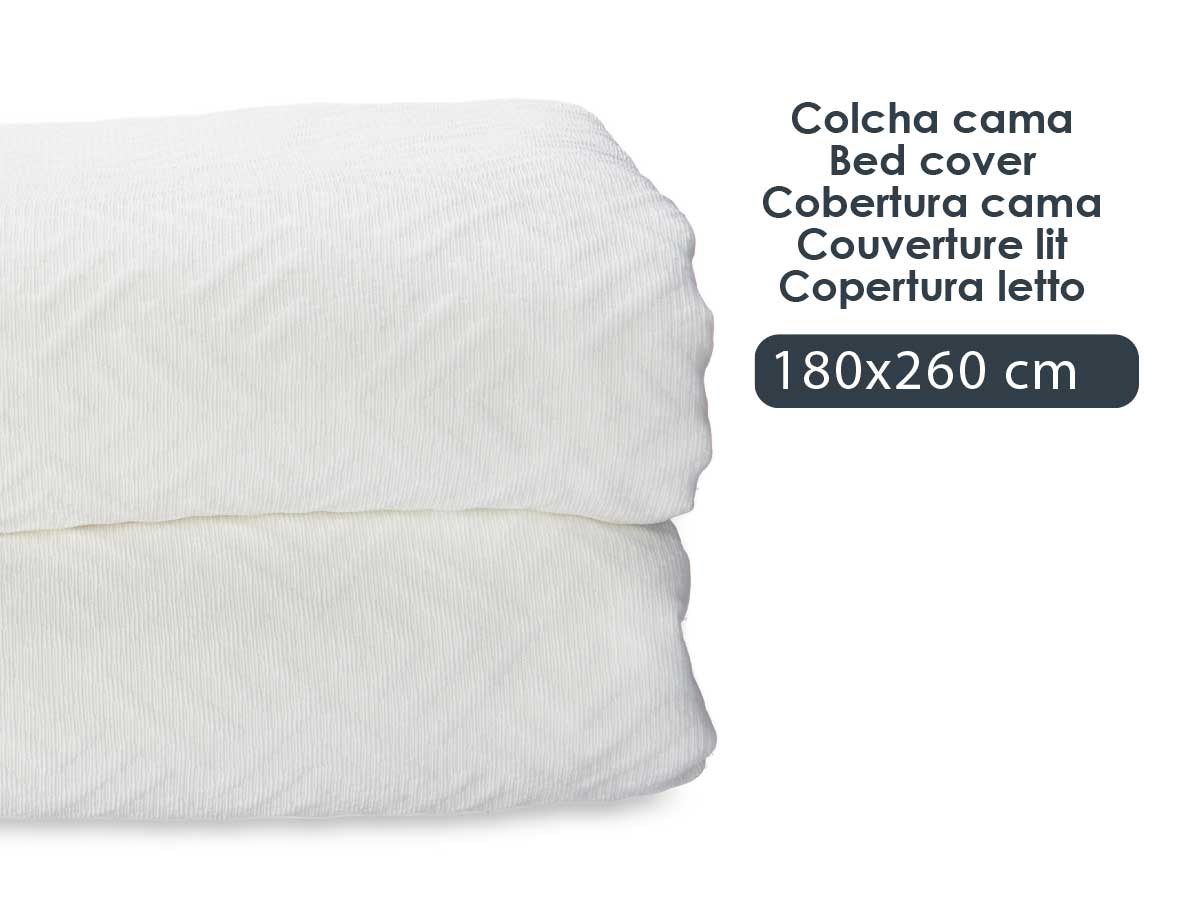 Colcha cama geometrico blanco 180x260cm - Imagen 4