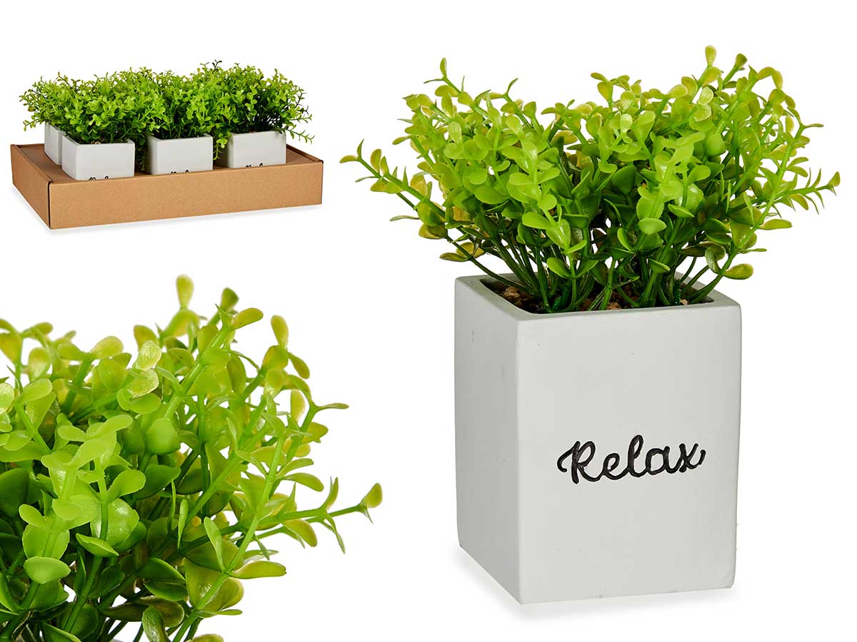 Planta artificial cemento blanca