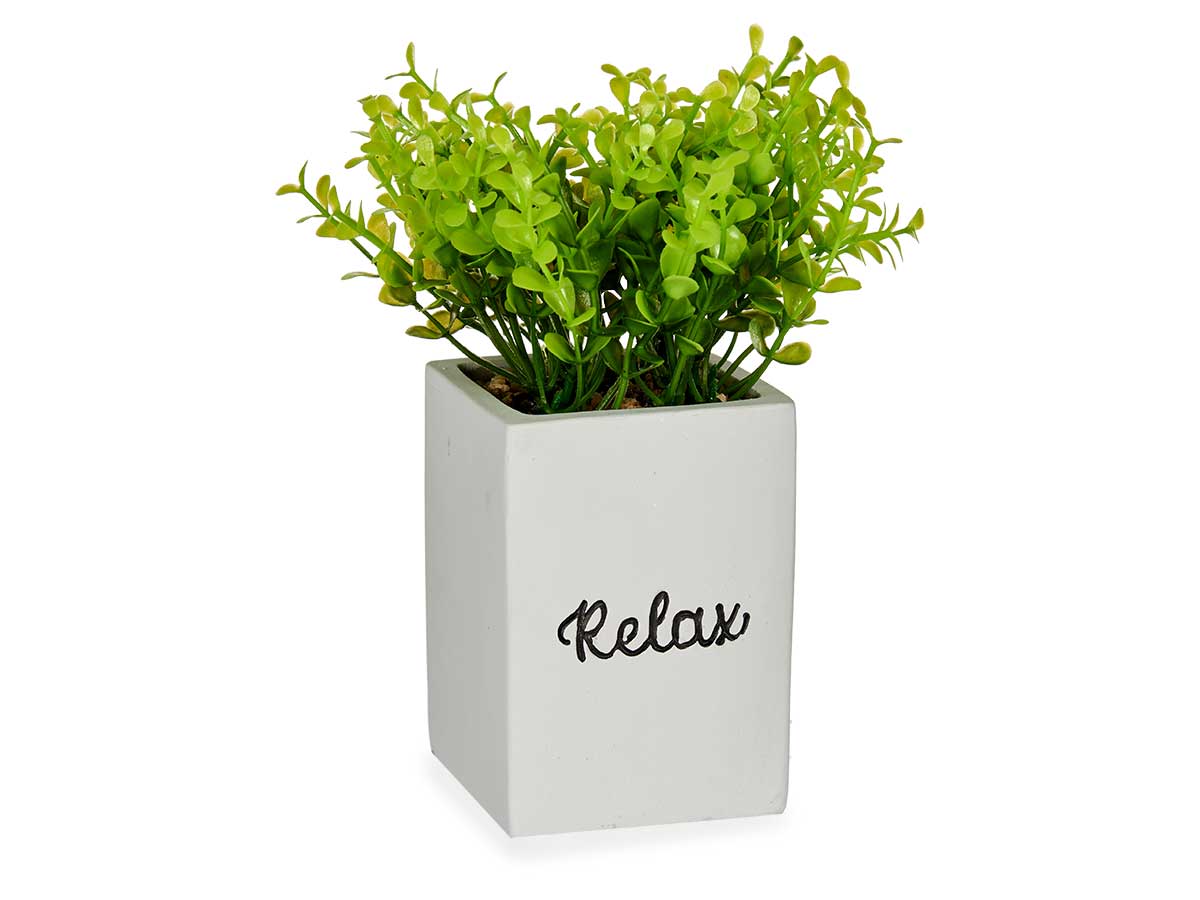 Planta artificial cemento blanca - Imagen 2