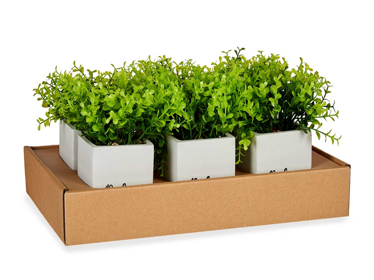 Planta artificial cemento blanca - Imagen 3