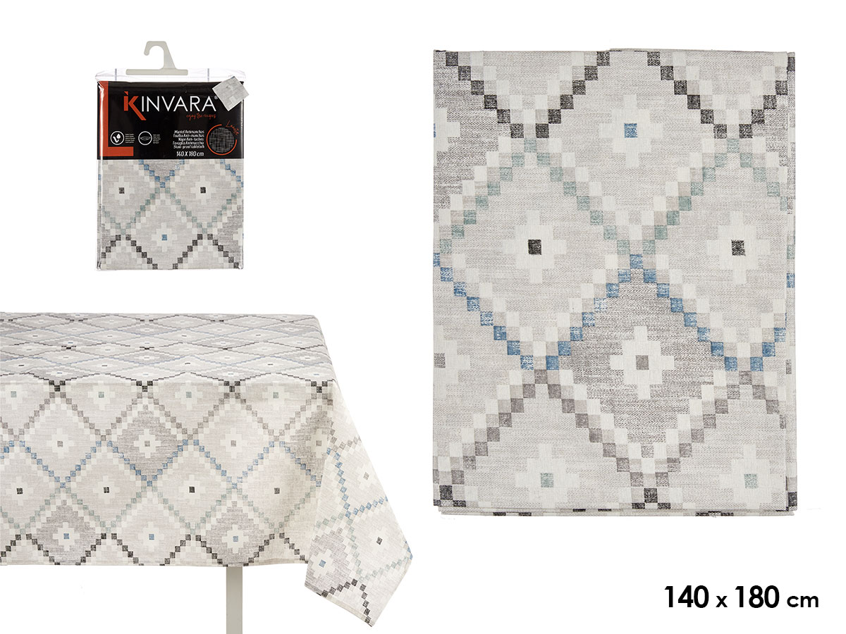 Mantel loneta antimanchas 140x180cm rombos azul