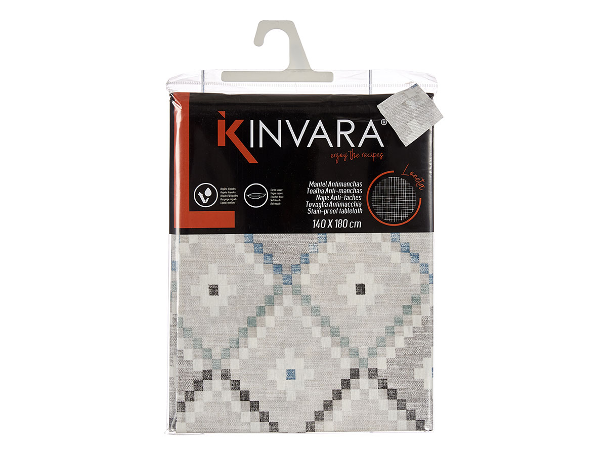 Mantel loneta antimanchas 140x180cm rombos azul - Imagen 3