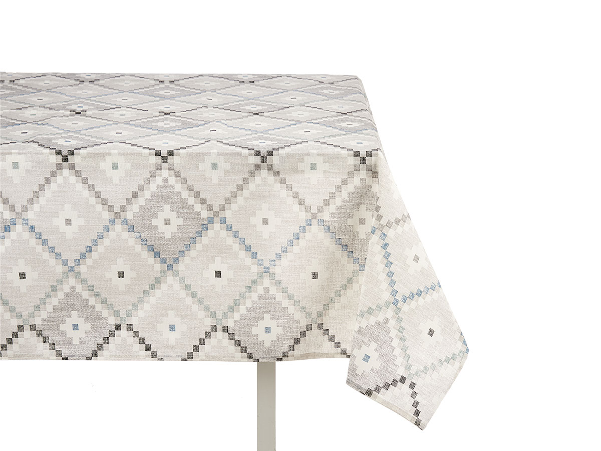 Mantel loneta antimanchas 140x180cm rombos azul - Imagen 4