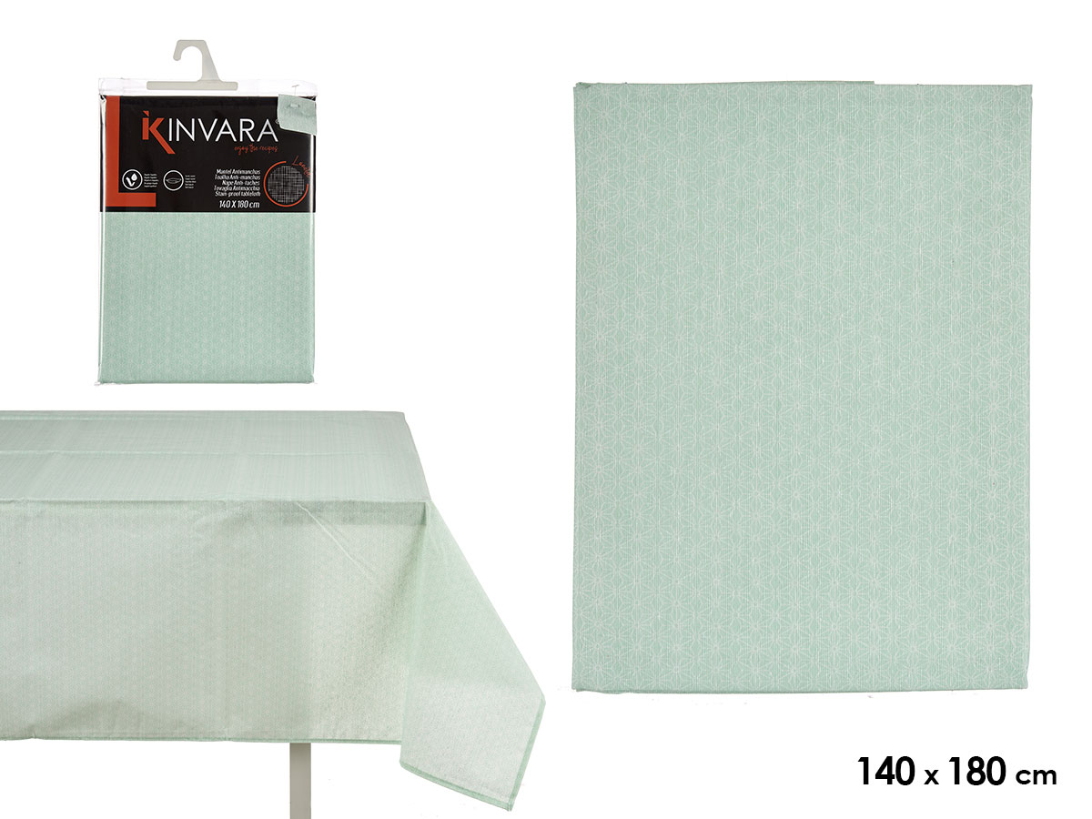 Mantel loneta antimanchas 140x180cm estrella menta